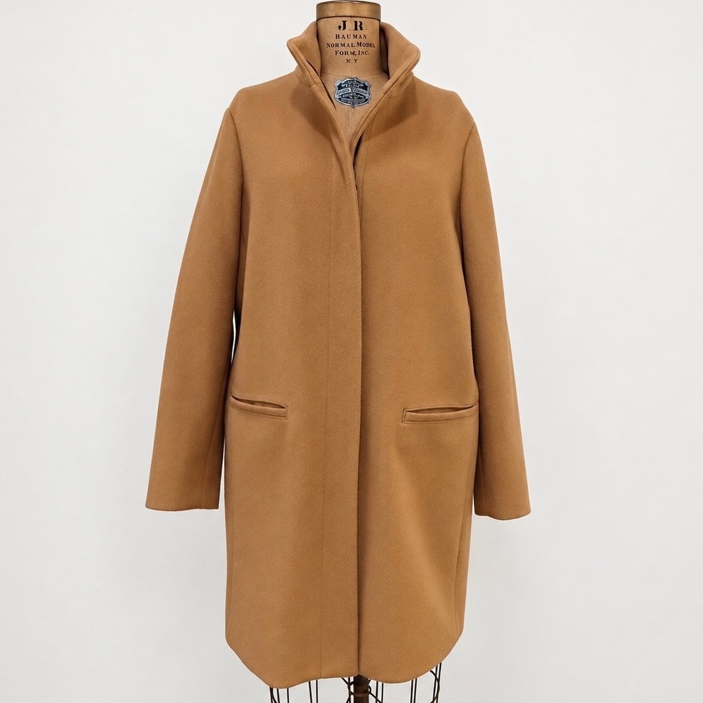 Old Navy Soft Brushed Funnel Neck Coat Womens L Acacia Camel Long Jacket